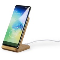 Bambusowa ładowarka bezprzewodowa 5W, stojak na telefon