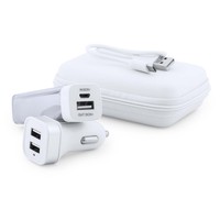 Zestaw podróżny, power bank 2600 mAh i ładowarka samochodowa USB